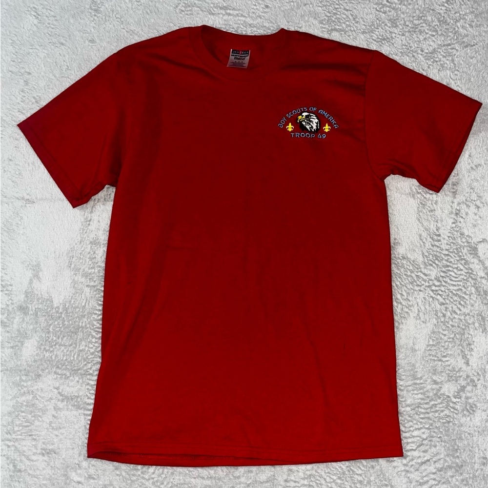 Vintage Boy Scouts Of America Red T Shirt Troop 49 Size Youth‎ Medium